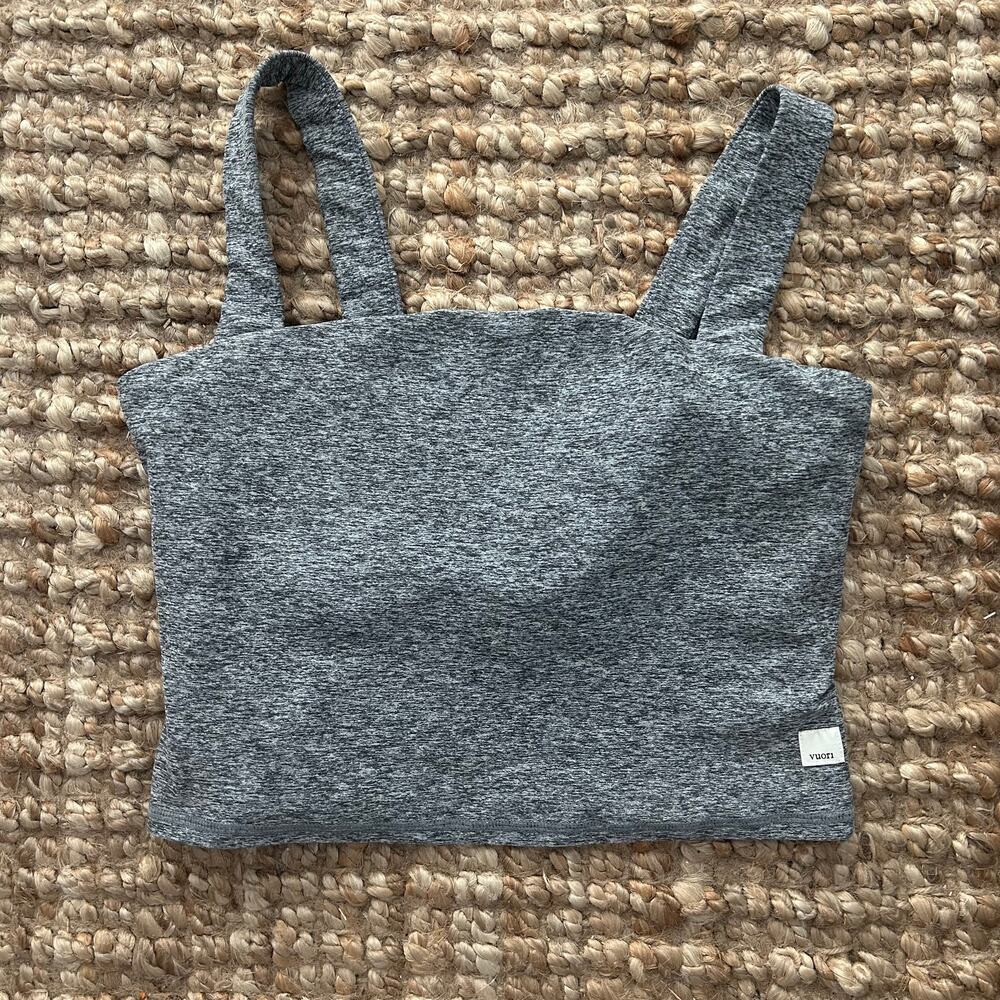 Vuori Elevation Square Neck Tank Top Built In Bra Heather Gray Size S